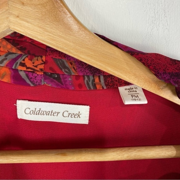 ColdWater Creek Ruffle Vivid Paisley Printed Blouse Shirt Top PM (10-12) (NWT) - Picture 4 of 7